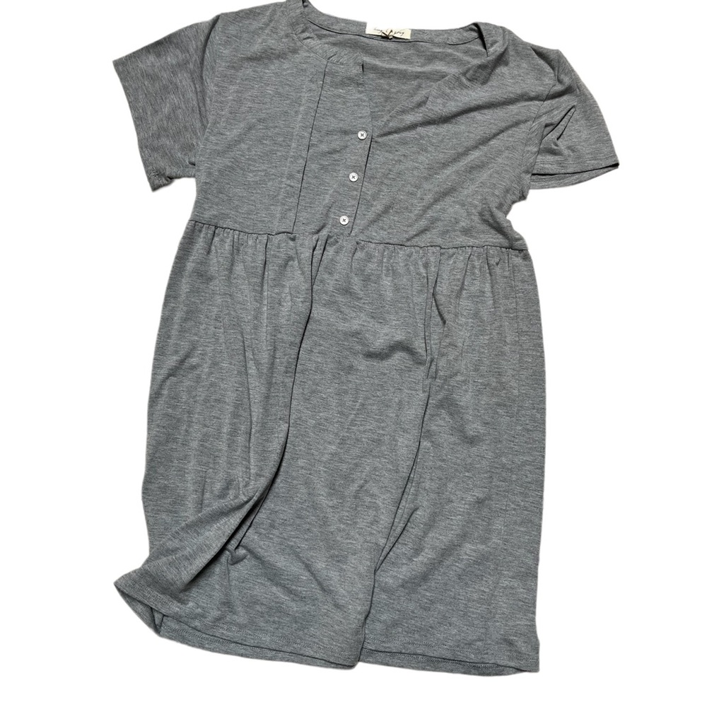Shorter Dress! Grey with fake button top!